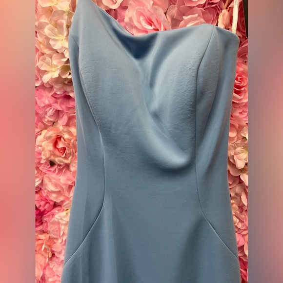 Jovani 06763 Periwinkle Size 8 One Shoulder Mermaid Long Dress With Mesh prom - Picture 4 of 7